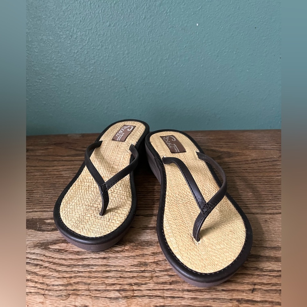 Scott’s Stylish Brown and Tan Flip-Flops Size 7 NWOT